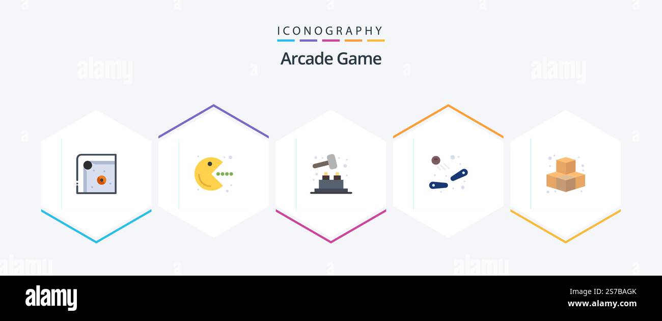 Arcade 25 Flat icon pack including play. cubes. whack a mole. play. fun Stock Vector