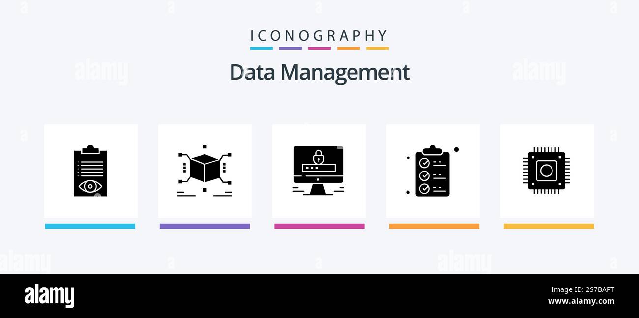 Data Management Glyph 5 Icon Pack Including check list . security ...