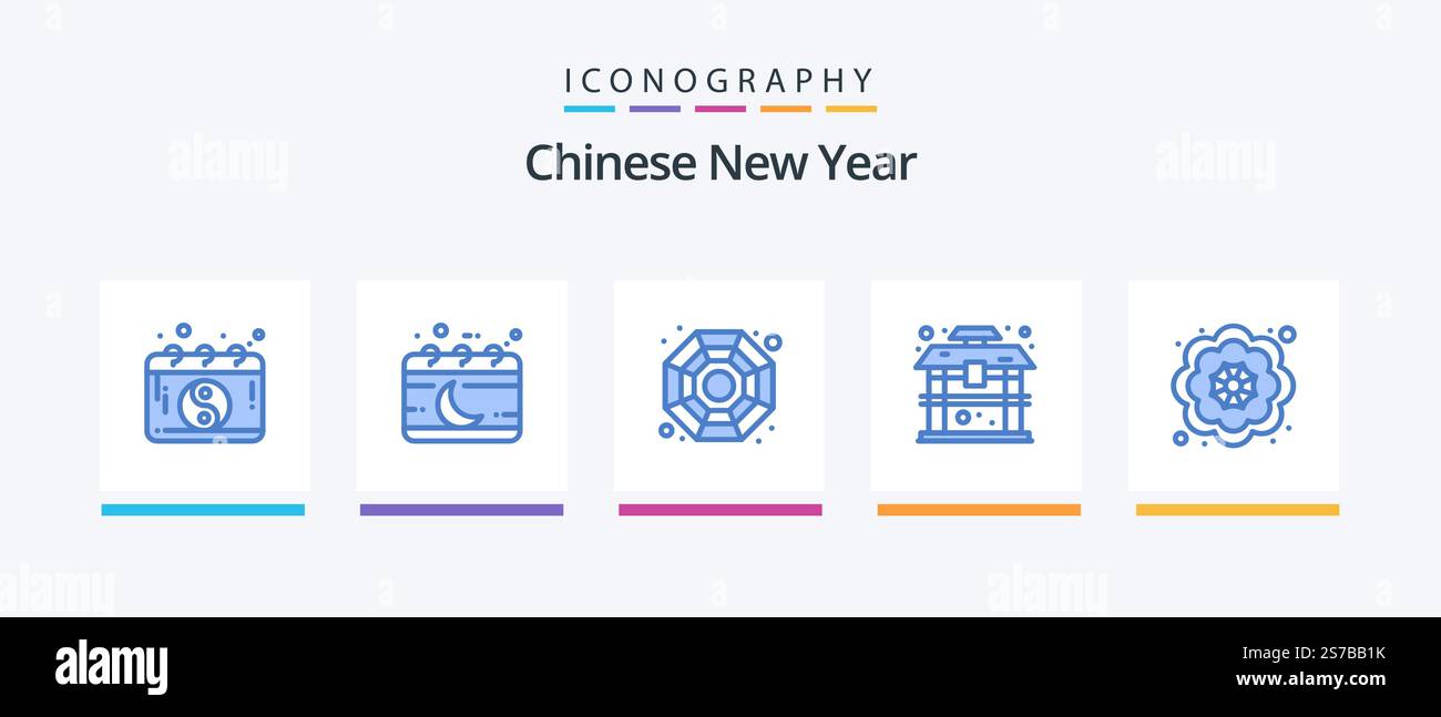 Chinese New Year Blue 5 Icon Pack Including flower. chinese. moon ...