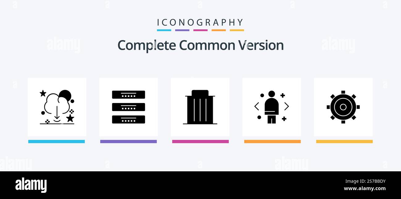 Complete Common Version Glyph 5 Icon Pack Including direction. compare. interior. business. remove. Creative Icons Design Stock Vector