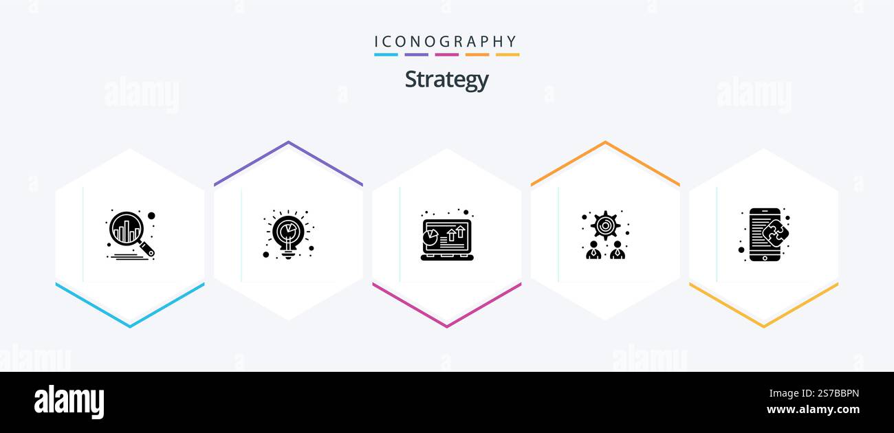 Strategy 25 Glyph icon pack including business. creative. chart. teamwork. management Stock Vector