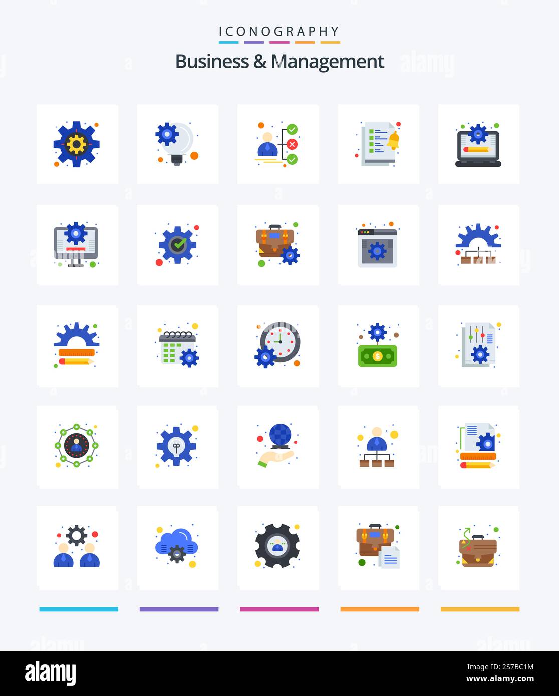 Creative Business And Management 25 Flat icon pack  Such As business. management system. portfolio. management. tasks Stock Vector