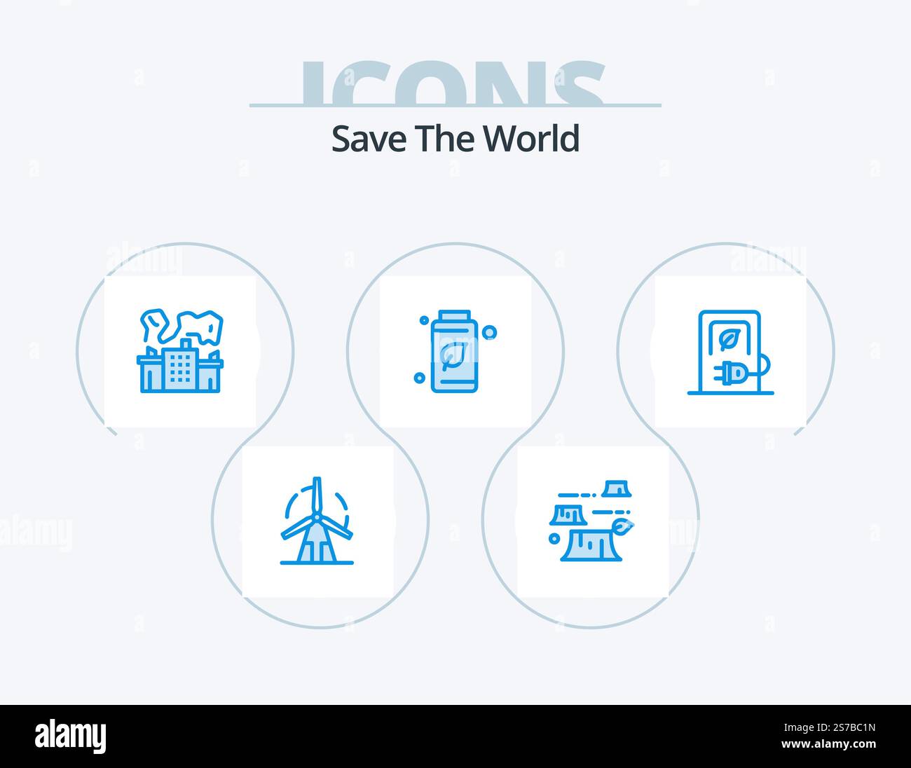 Save The World Blue Icon Pack 5 Icon Design. car. tree. environment ...