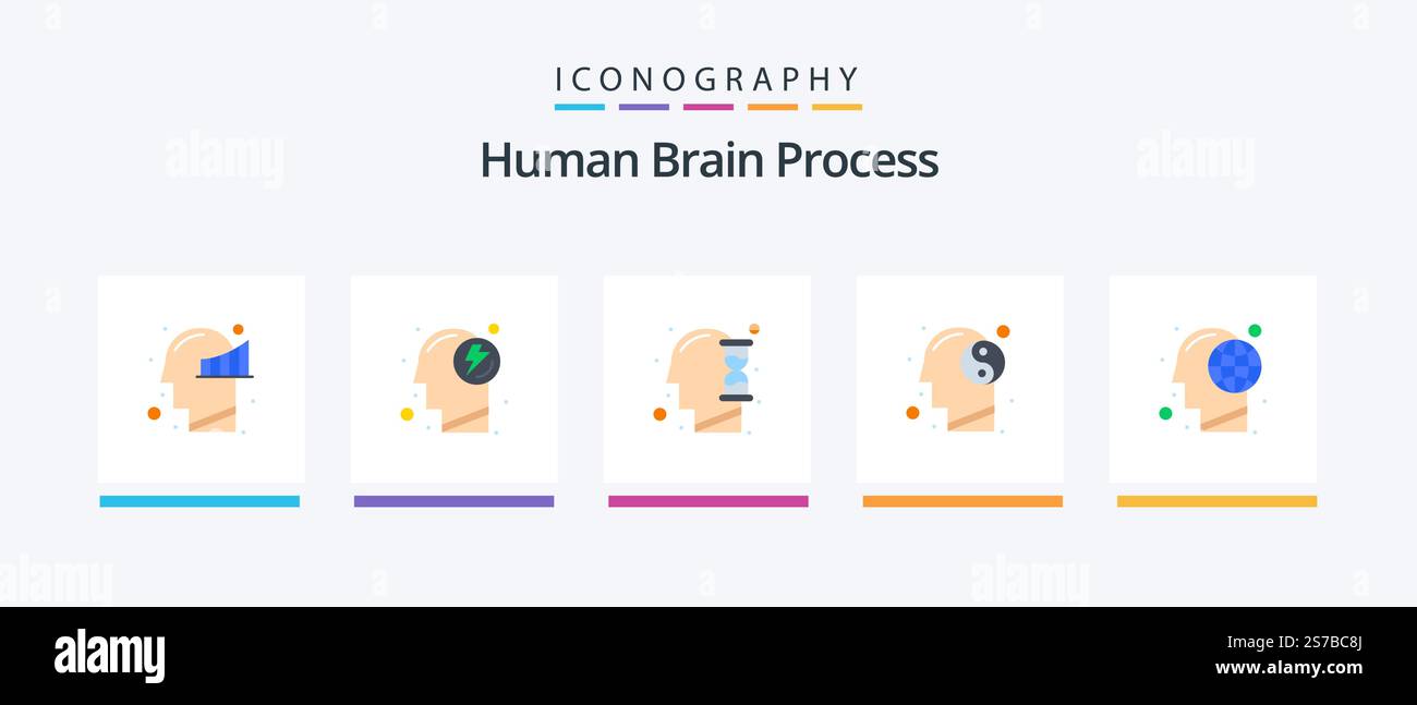 Human Brain Process Flat 5 Icon Pack Including global. mind. human ...