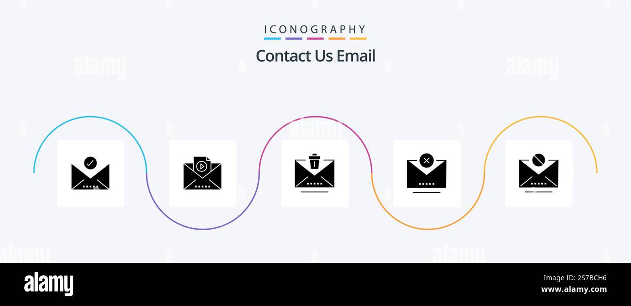 Email Glyph 5 Icon Pack Including mail. email. email. email. cancel Stock Vector