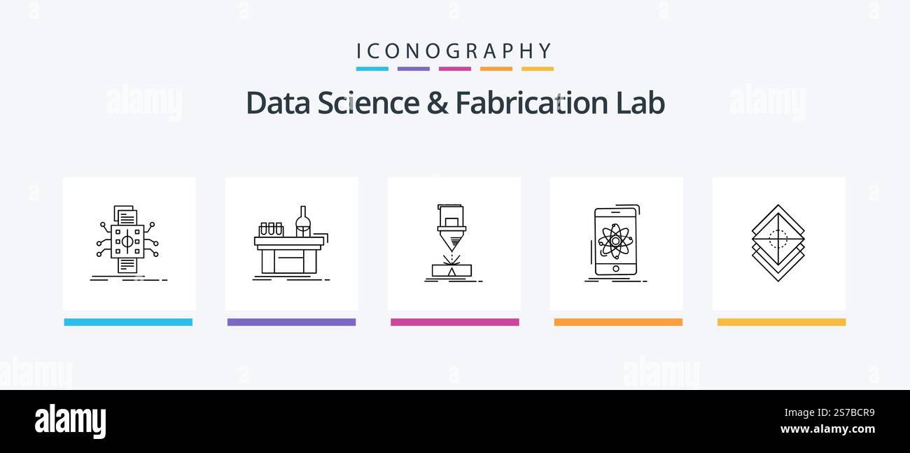 Data Science And Fabrication Lab Line 5 Icon Pack Including grid ...