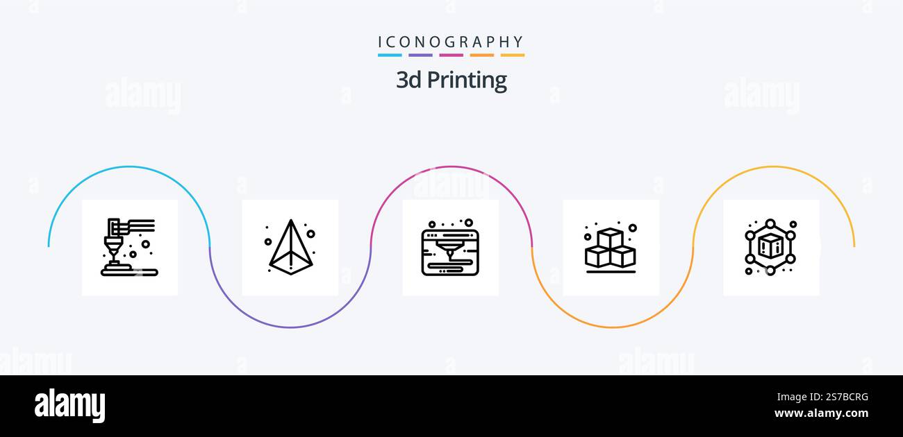 3d Printing Line 5 Icon Pack Including geometric. 3d. printing. cube. d ...