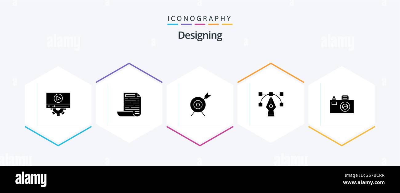 Designing 25 Glyph icon pack including . design. aim. image. tool Stock ...