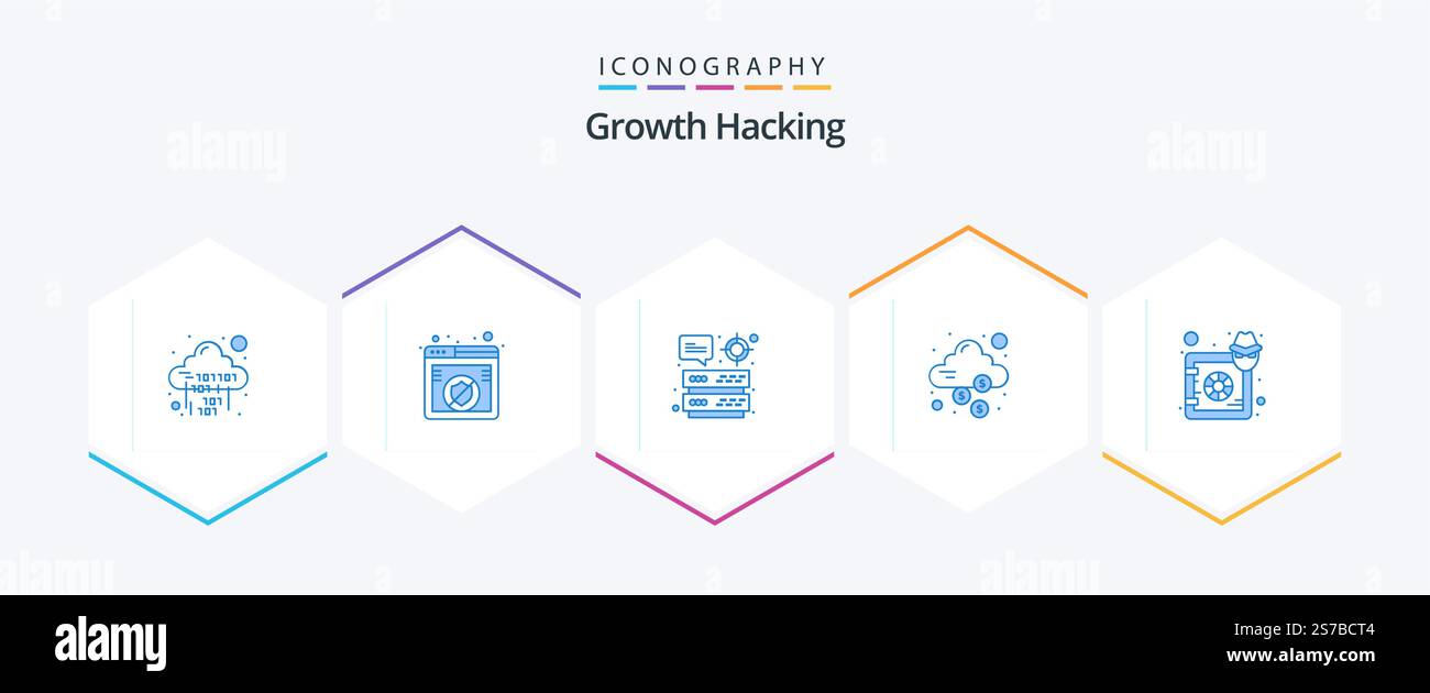 Hacking 25 Blue icon pack including money. secure. website. lock. target Stock Vector