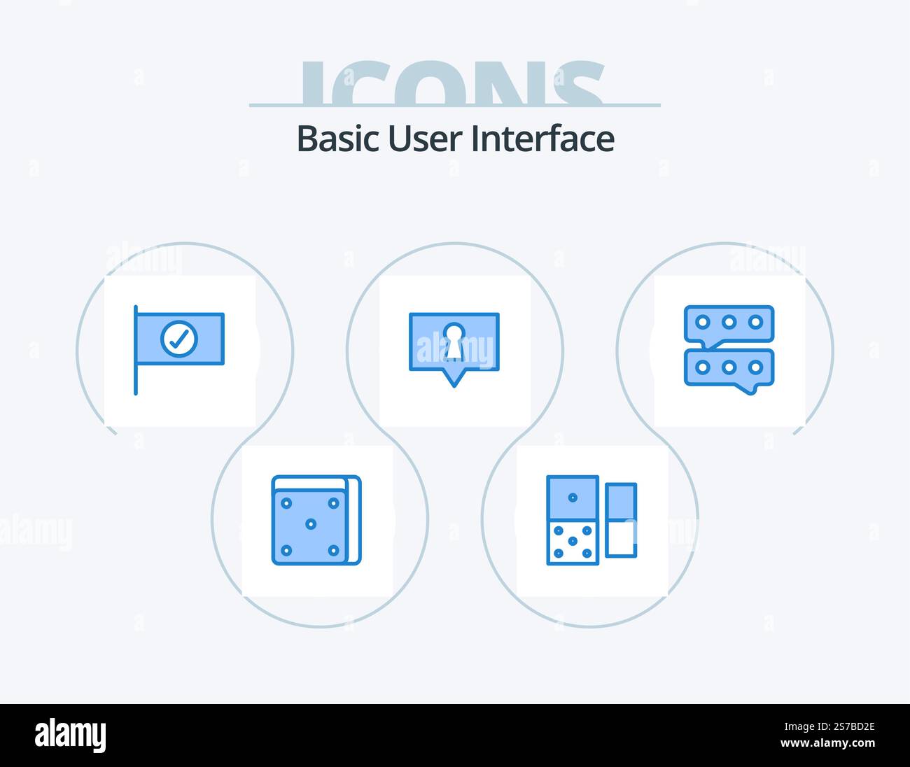 Basic Blue Icon Pack 5 Icon Design. . . sign. message. bubble Stock Vector