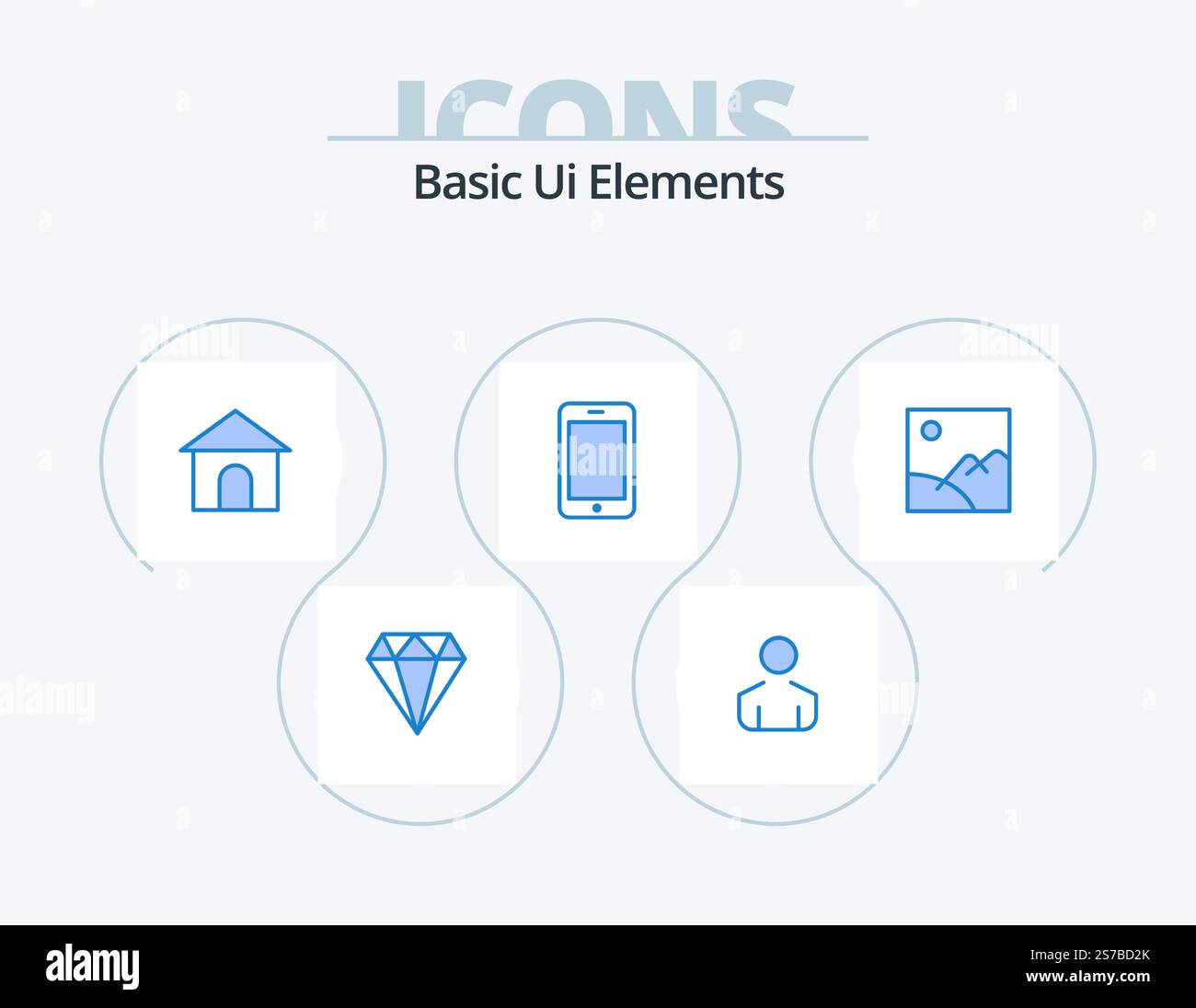Basic Ui Elements Blue Icon Pack 5 Icon Design. picture. image. hose. call. mobile Stock Vector