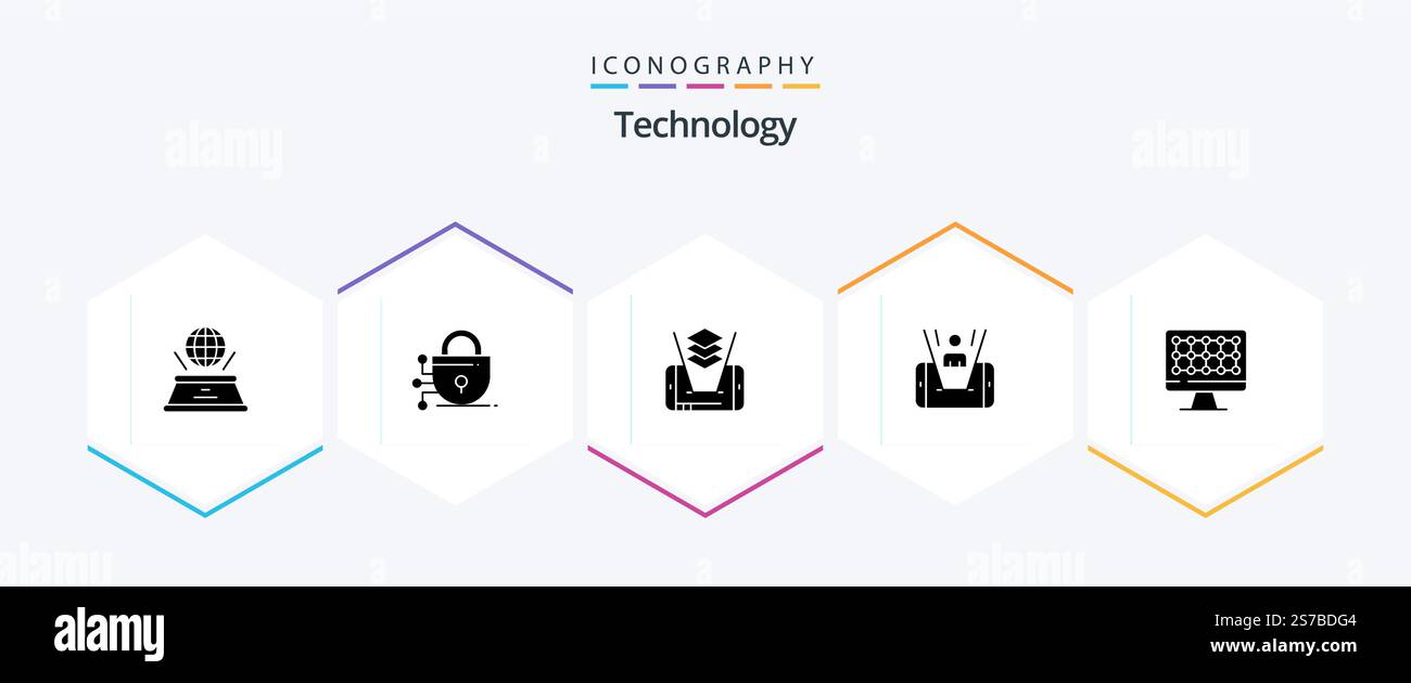 Technology 25 Glyph icon pack including . technology. cell. computer. man Stock Vector