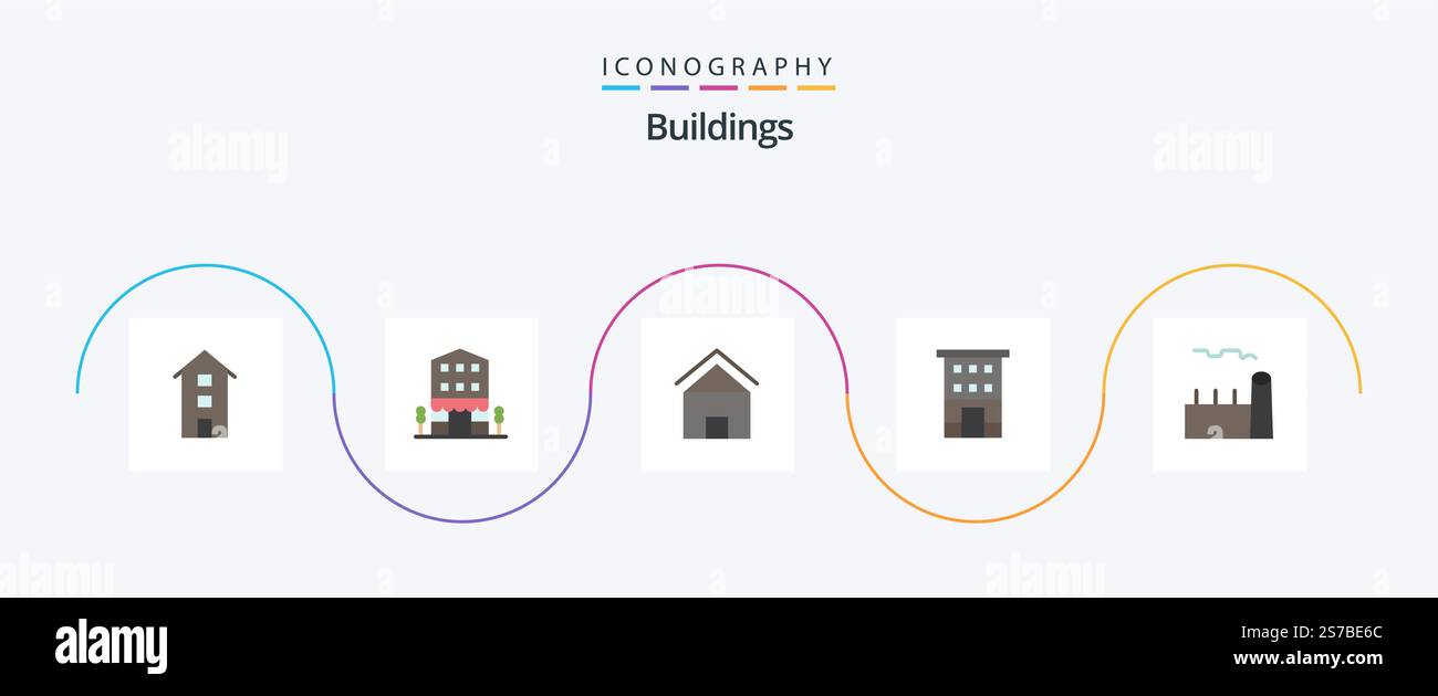 Buildings Flat 5 Icon Pack Including house. building. shop front. hut ...