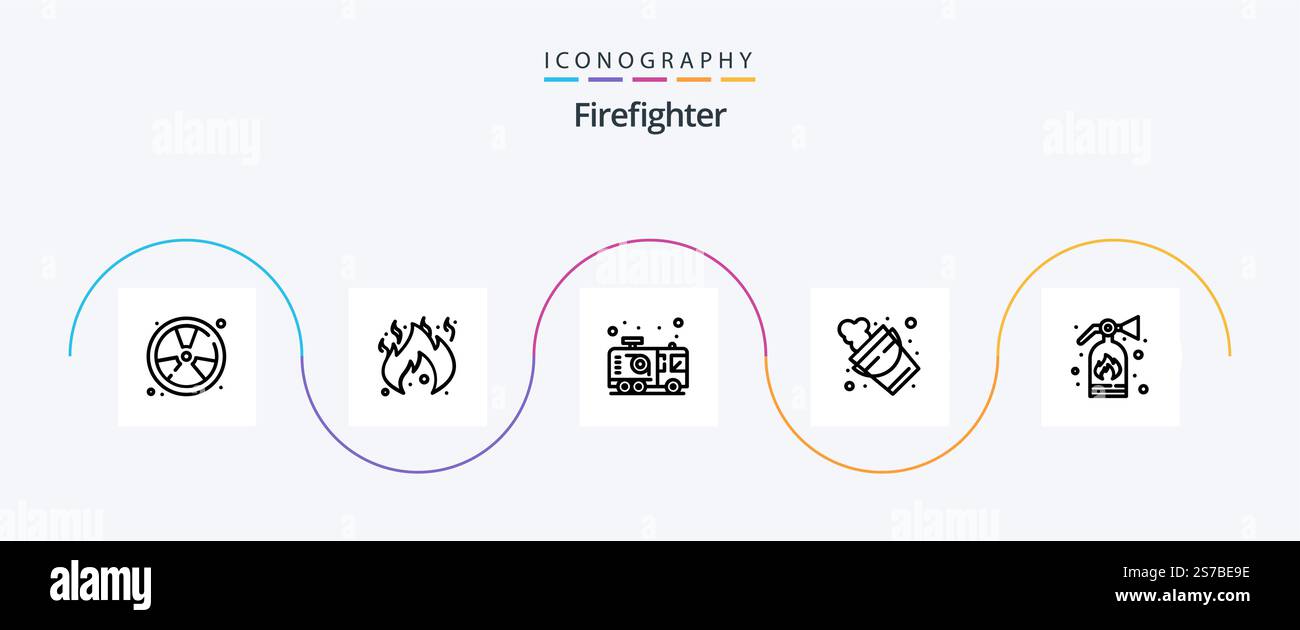 Firefighter Line 5 Icon Pack Including extinguisher. firefighter. car ...