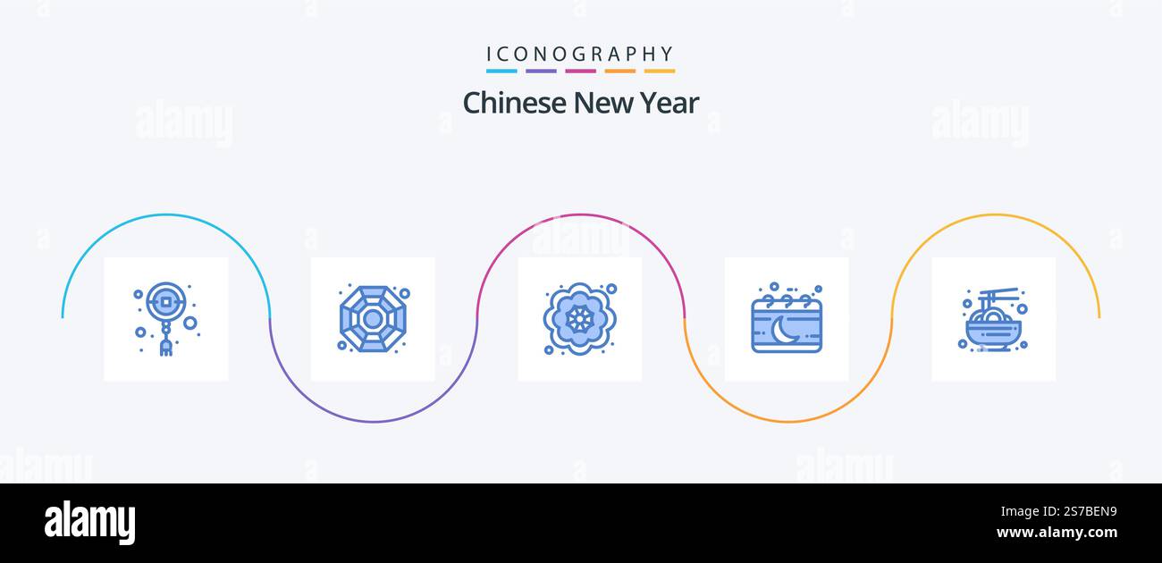 Chinese New Year Blue 5 Icon Pack Including food. china. flower. moon ...