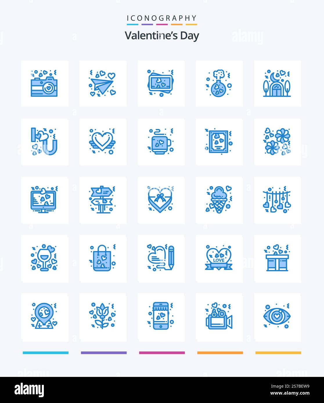 Creative Valentines Day 25 Blue icon pack Such As lover. house. memory ...