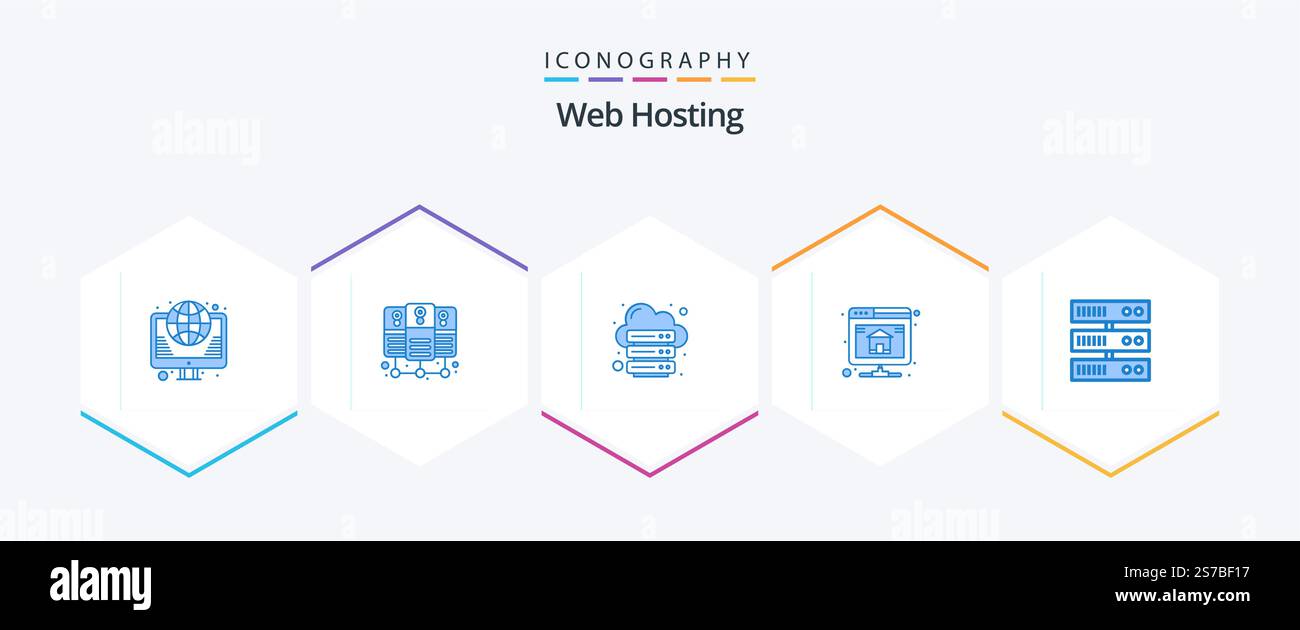 Web Hosting 25 Blue icon pack including backup. hosting. database. database. web Stock Vector