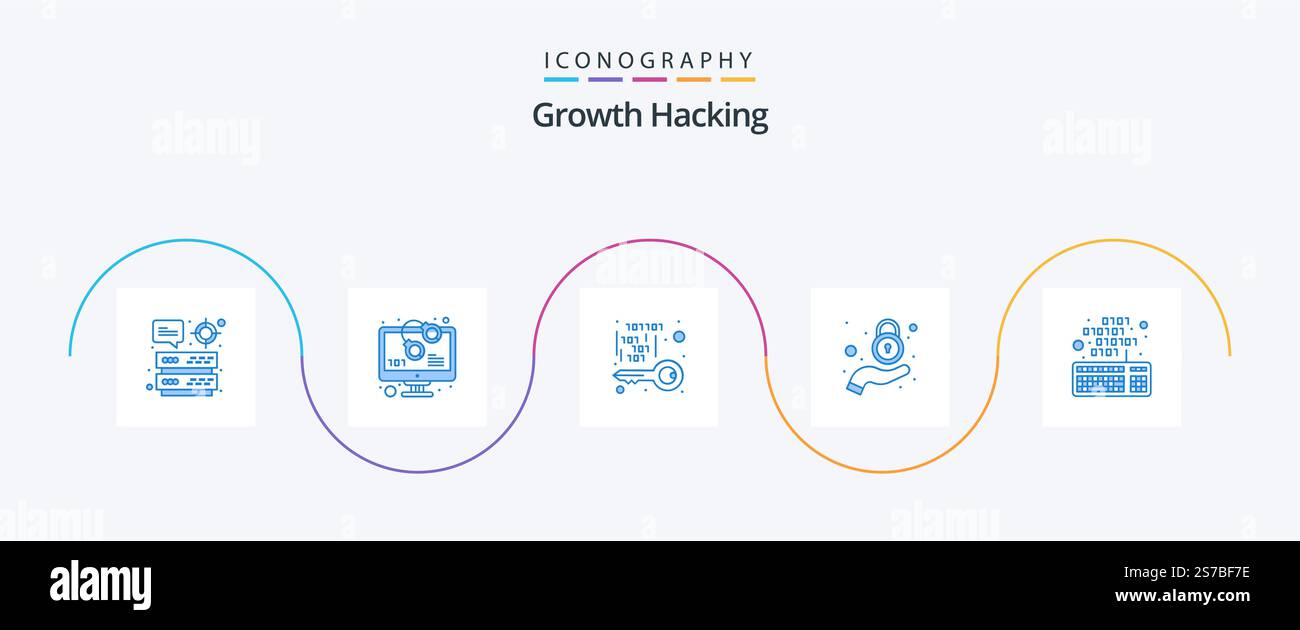 Hacking Blue 5 Icon Pack Including privacy. hand. theft. security. private Stock Vector