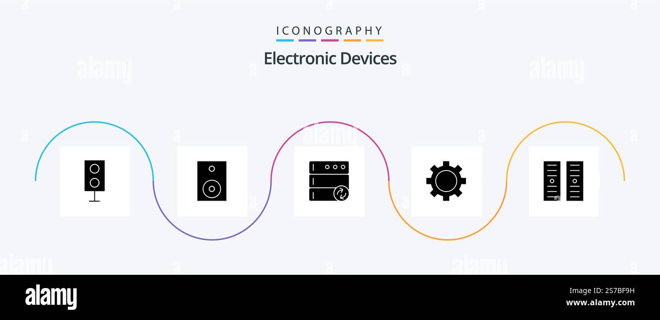 Devices Glyph 5 Icon Pack Including . devices. server. data center Stock Vector