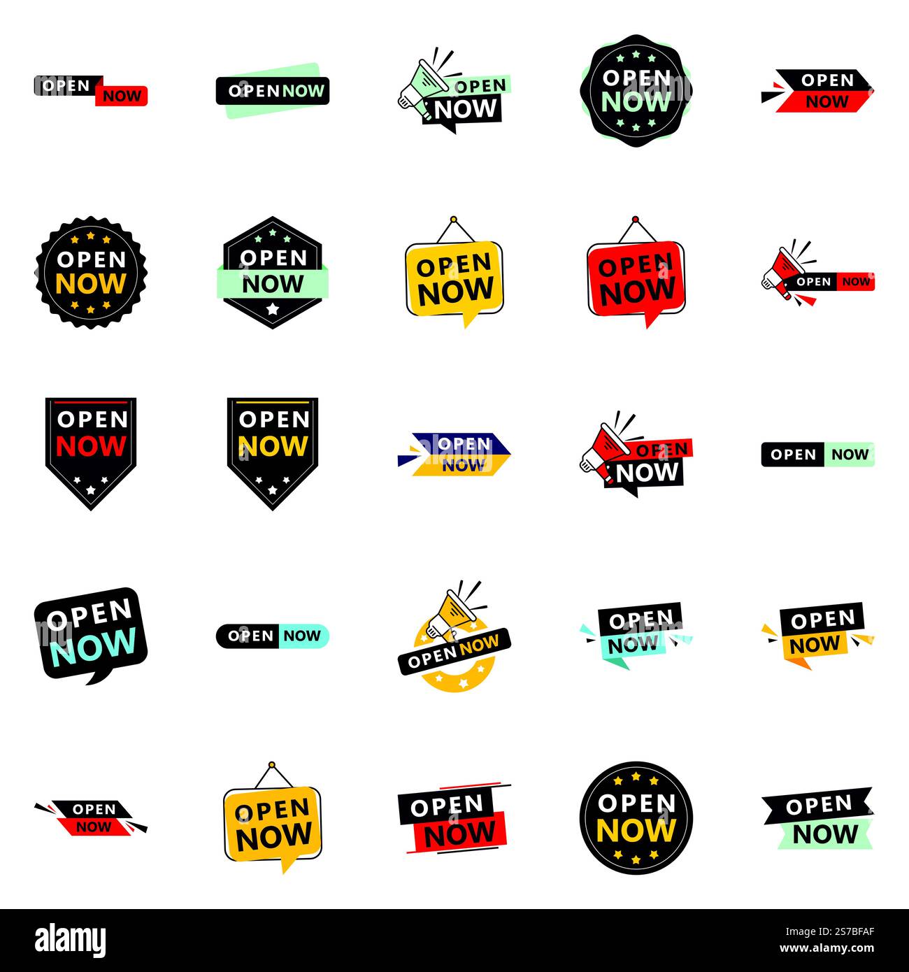 Open now banner pack 25 different designs for different situations ...