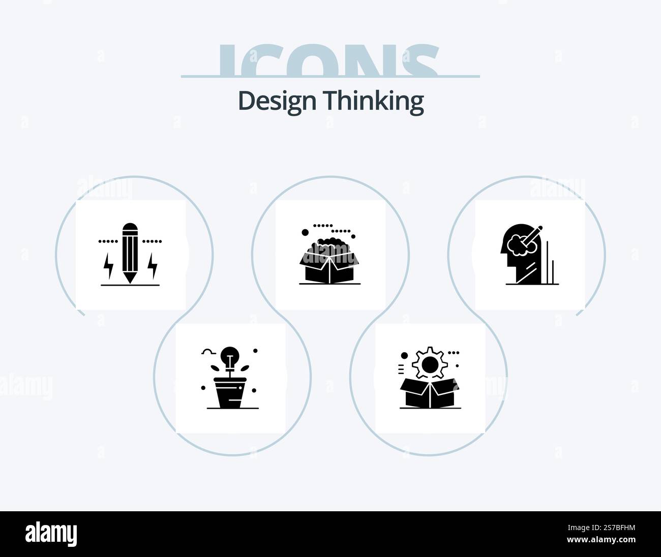 Design Thinking Glyph Icon Pack 5 Icon Design. product. box. setting ...