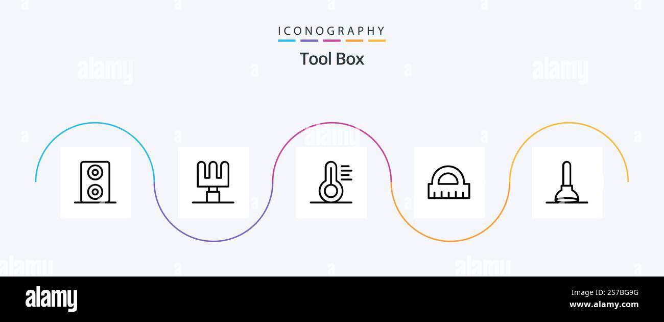 Tools Line 5 Icon Pack Including . ruler. Stock Vector