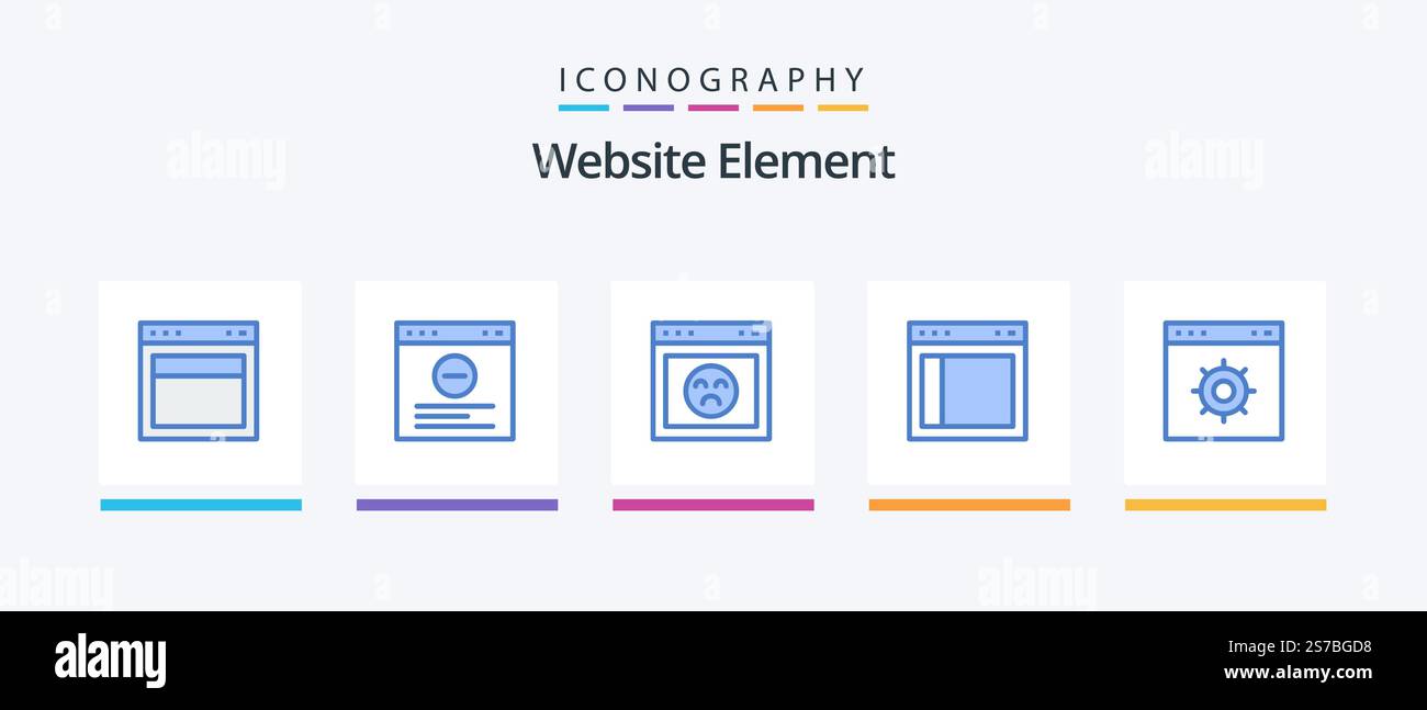 Website Element Blue 5 Icon Pack Including browser. text. browser ...