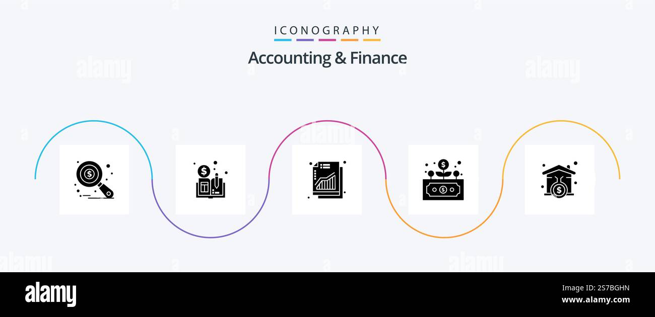Accounting And Finance Glyph 5 Icon Pack Including signature. house ...