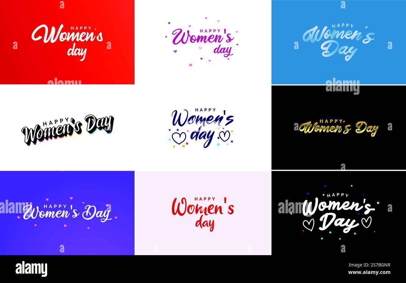 Women Sign For Lettering Happy Woman’s Day handwritten lettering set for use in greeting or ...