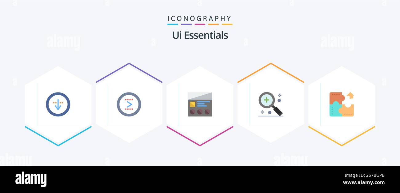 Ui Essentials 25 Flat icon pack including in. add. next. usability. prototype Stock Vector