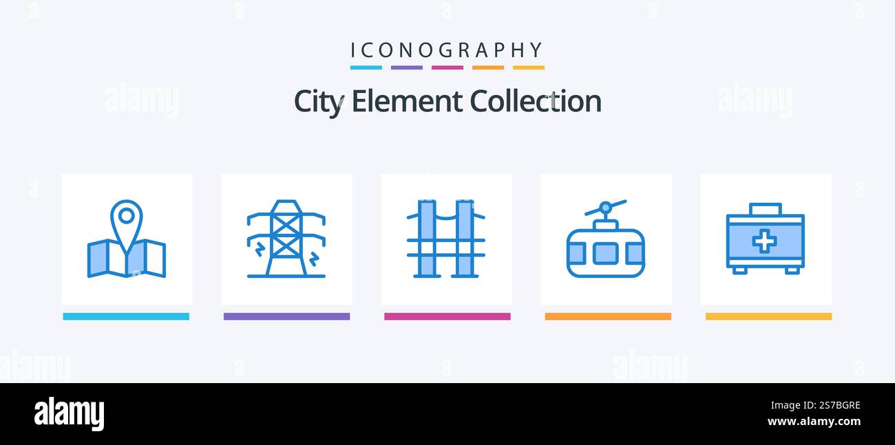 City Element Collection Blue 5 Icon Pack Including first aid. travel ...