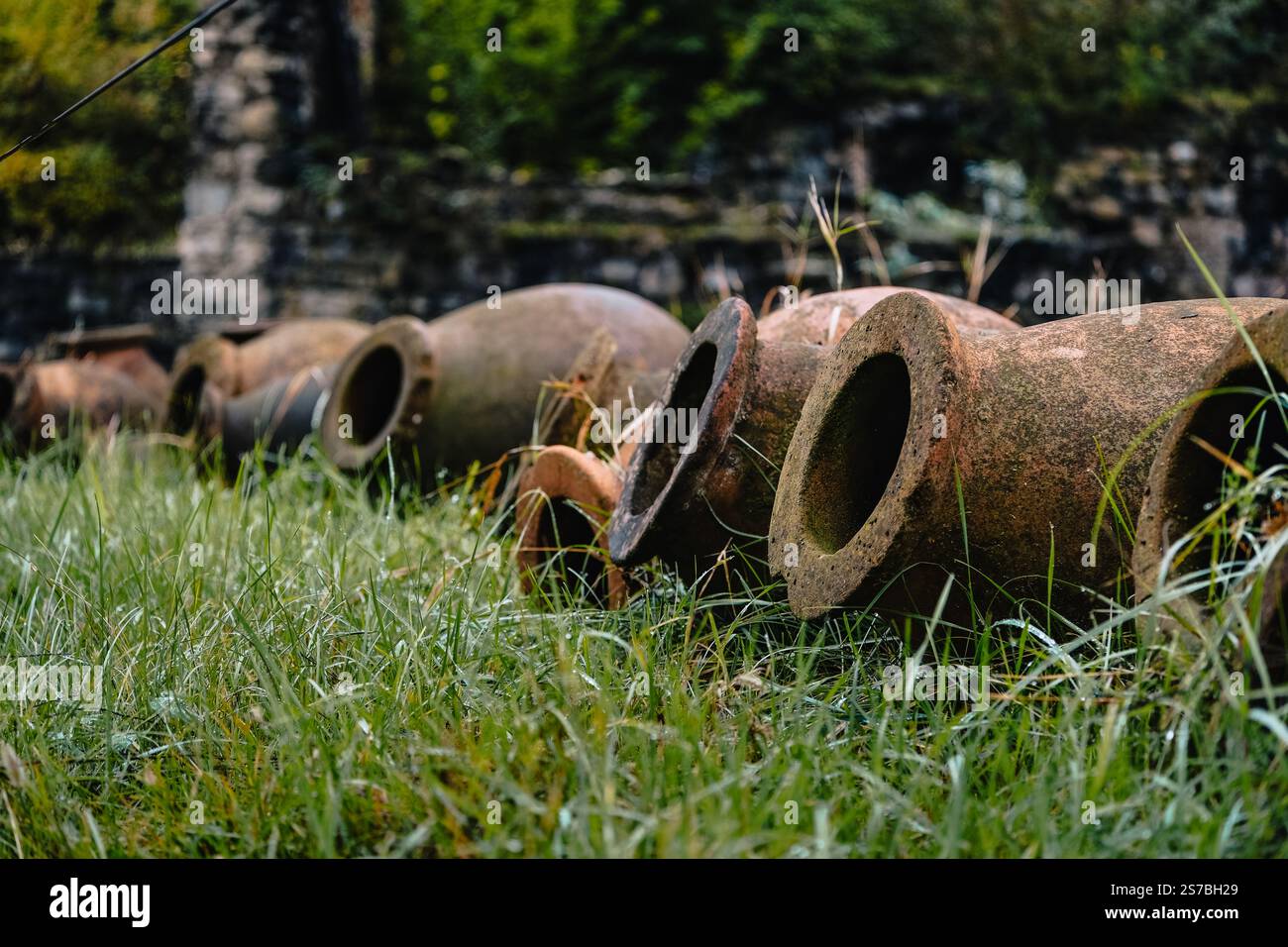 Ancient qvevri clay vessels in Ikalto, Kakheti, Georgia, used for ...
