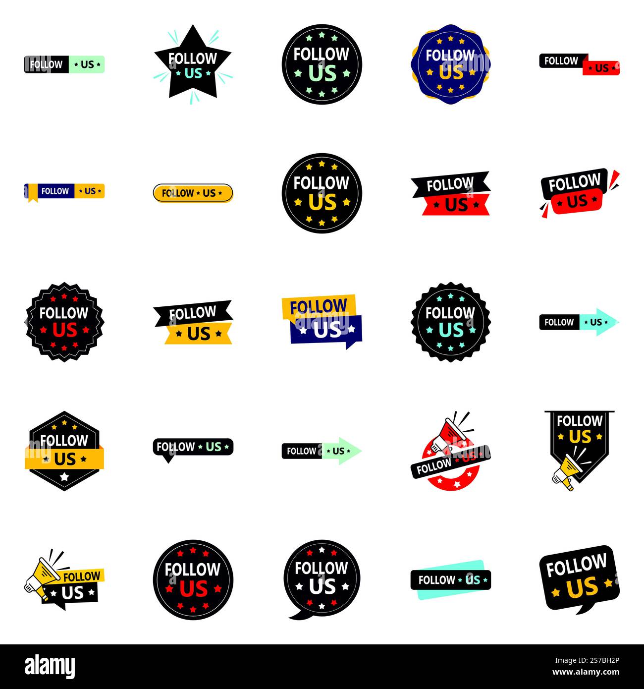 Grow Your Social Media Following 25 Follow Us Designs Stock Vector ...