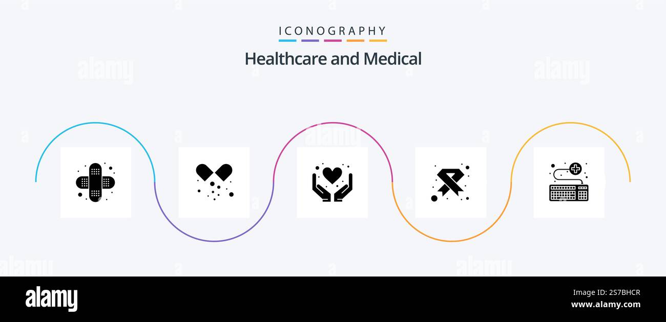 Medical Glyph 5 Icon Pack Including keyboard. ribbon. hands. medical ...