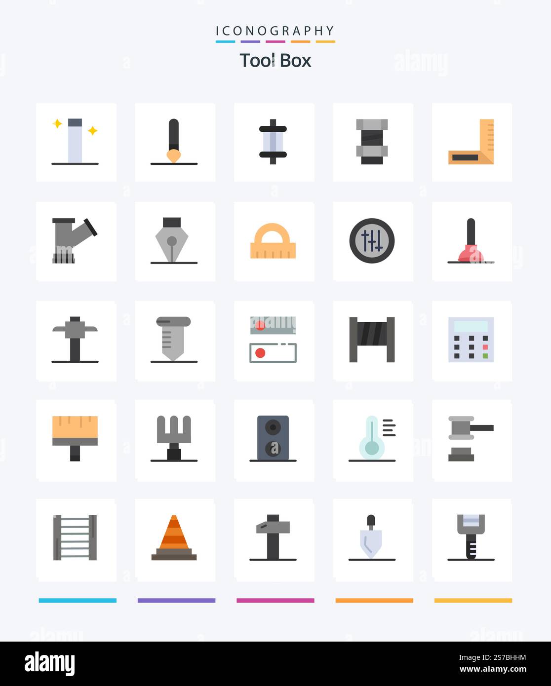 Creative Tools 25 Flat icon pack  Such As ink. tools. components. plump. engineering Stock Vector