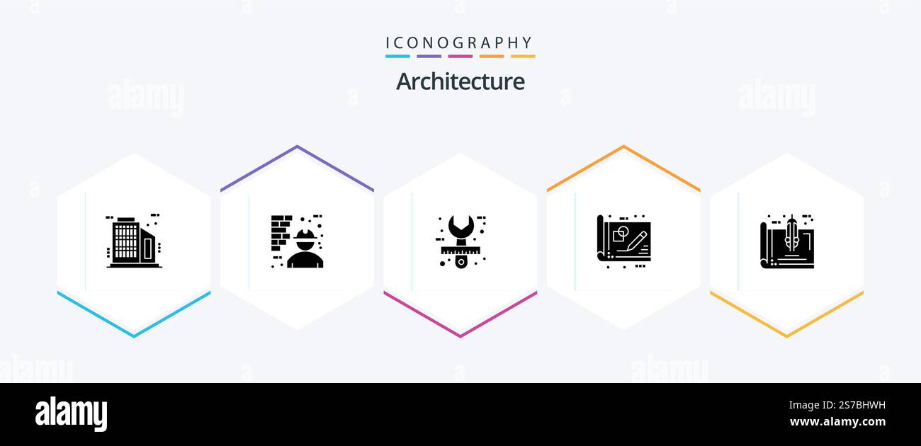 Architecture 25 Glyph icon pack including idea. draft. architect. business. tool Stock Vector