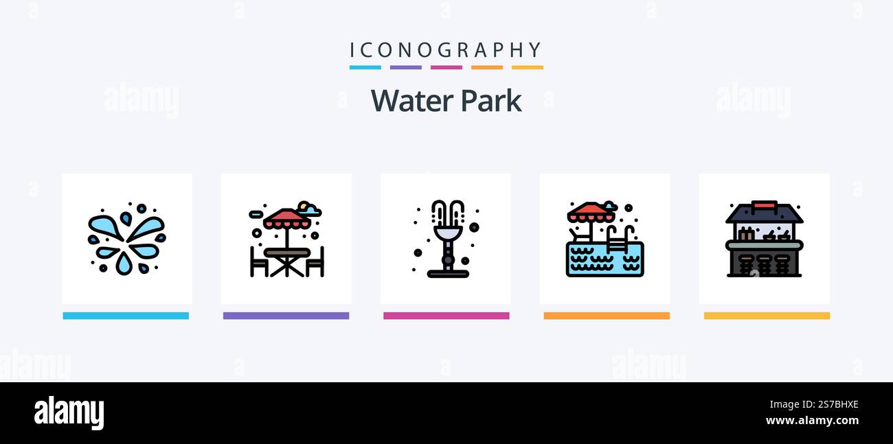 Water Park Line Filled 5 Icon Pack Including . park. park. placeholder ...
