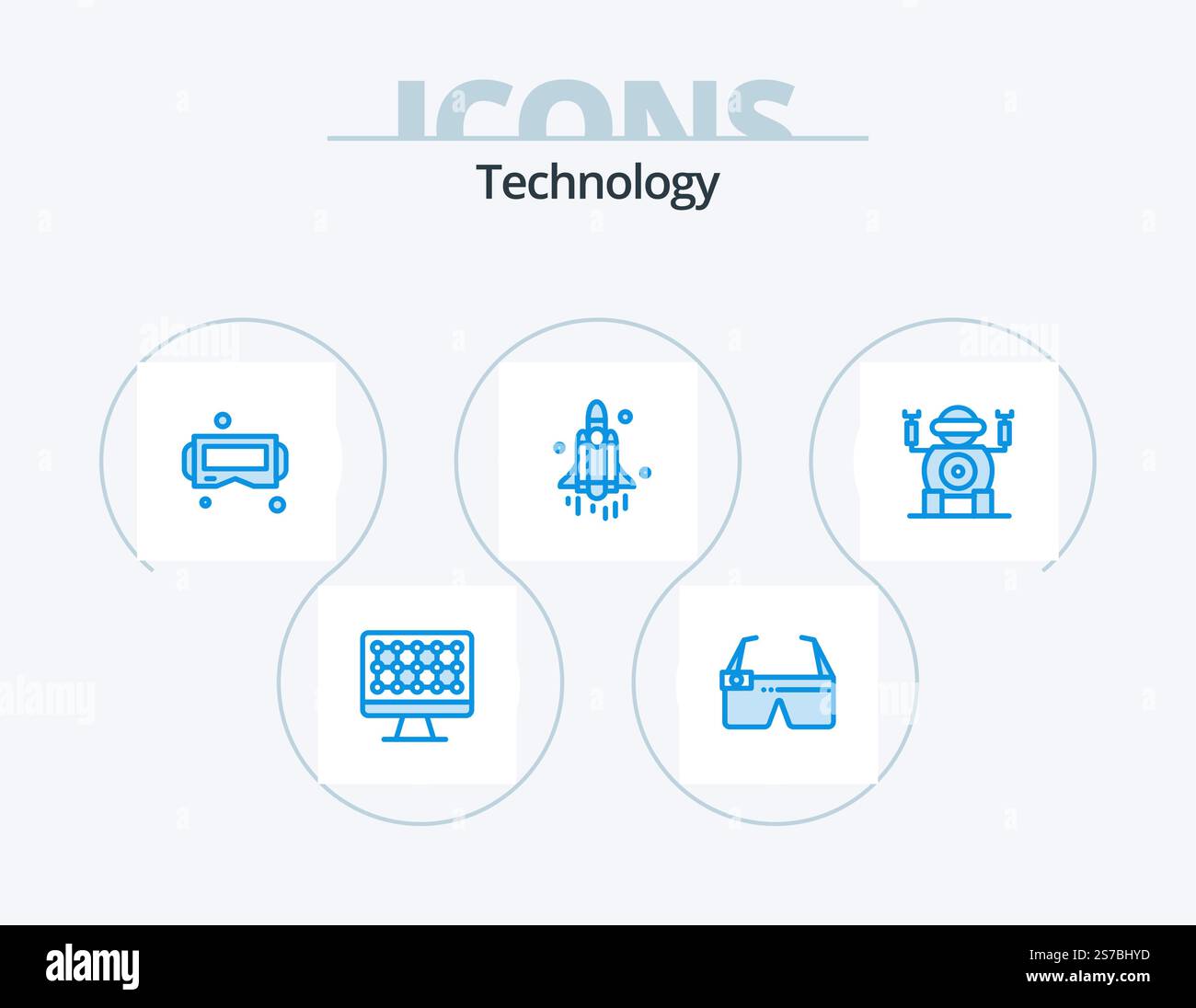 Technology Blue Icon Pack 5 Icon Design. . rocket. . technology Stock ...