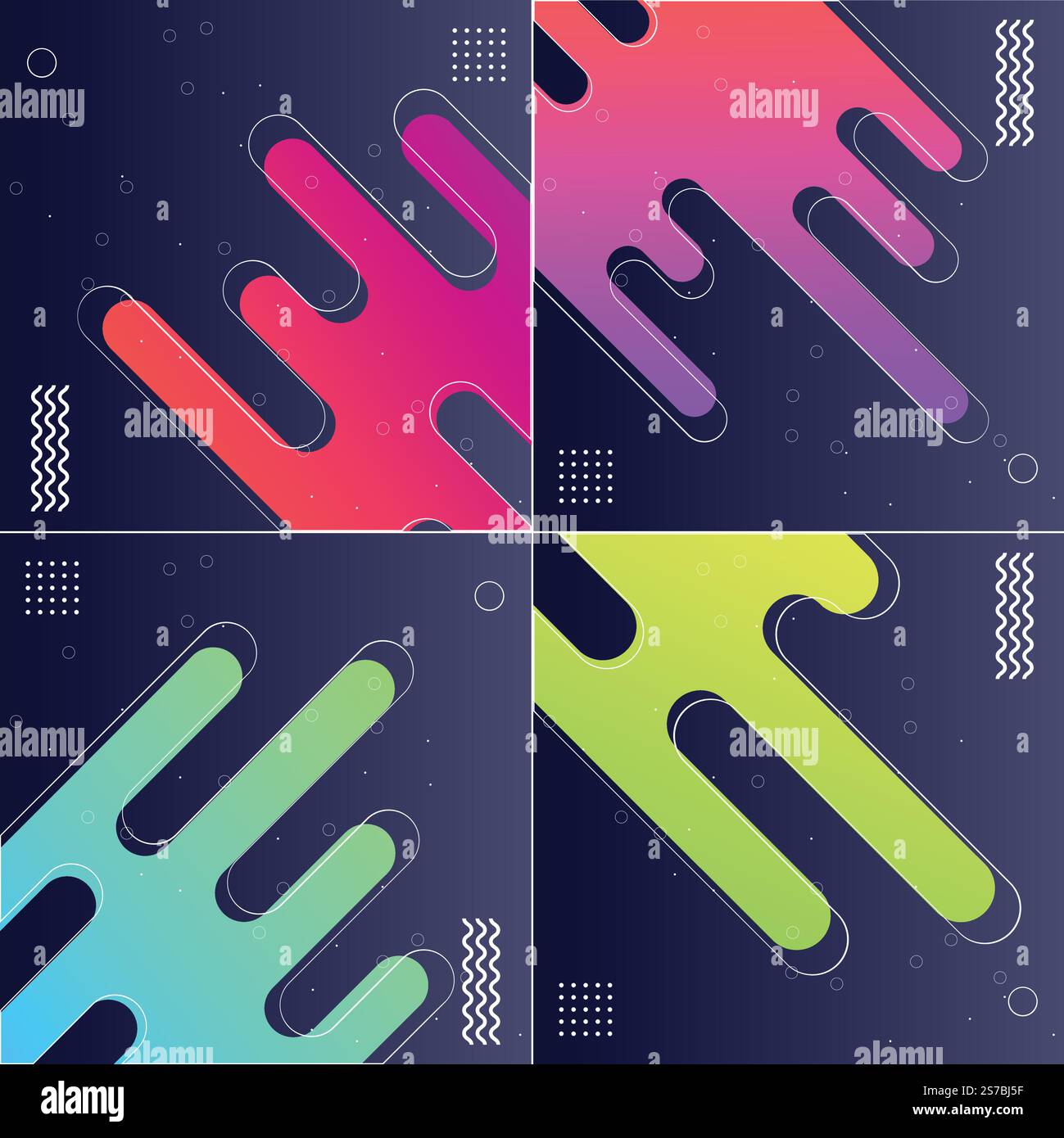 Vector Illustrations of Modish Styles with Designed Shapes Stock Vector
