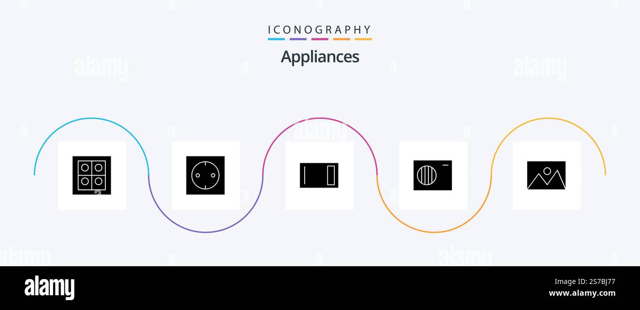 Appliances Glyph 5 Icon Pack Including home ware. appliances. board ...
