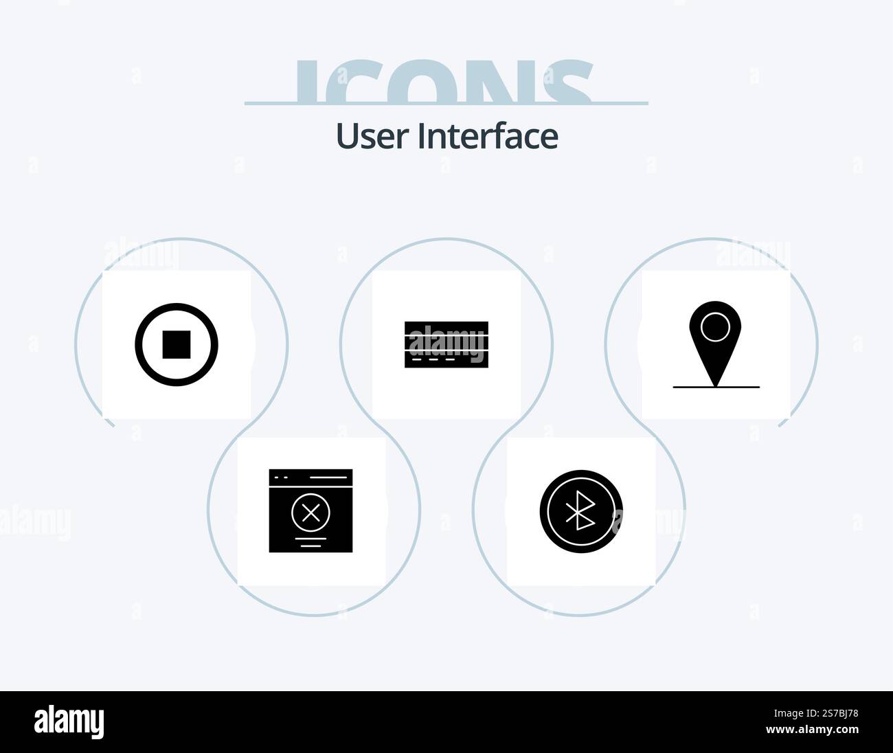 User Interface Glyph Icon Pack 5 Icon Design. location. interface. basic. finance. card Stock Vector