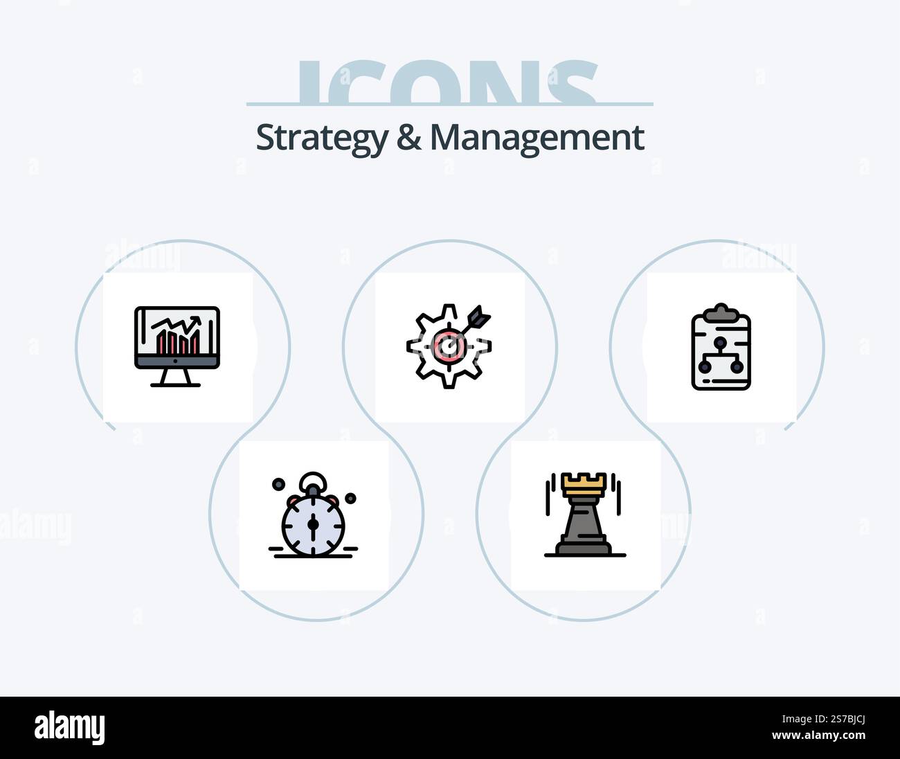 Strategy And Management Line Filled Icon Pack 5 Icon Design. sign ...