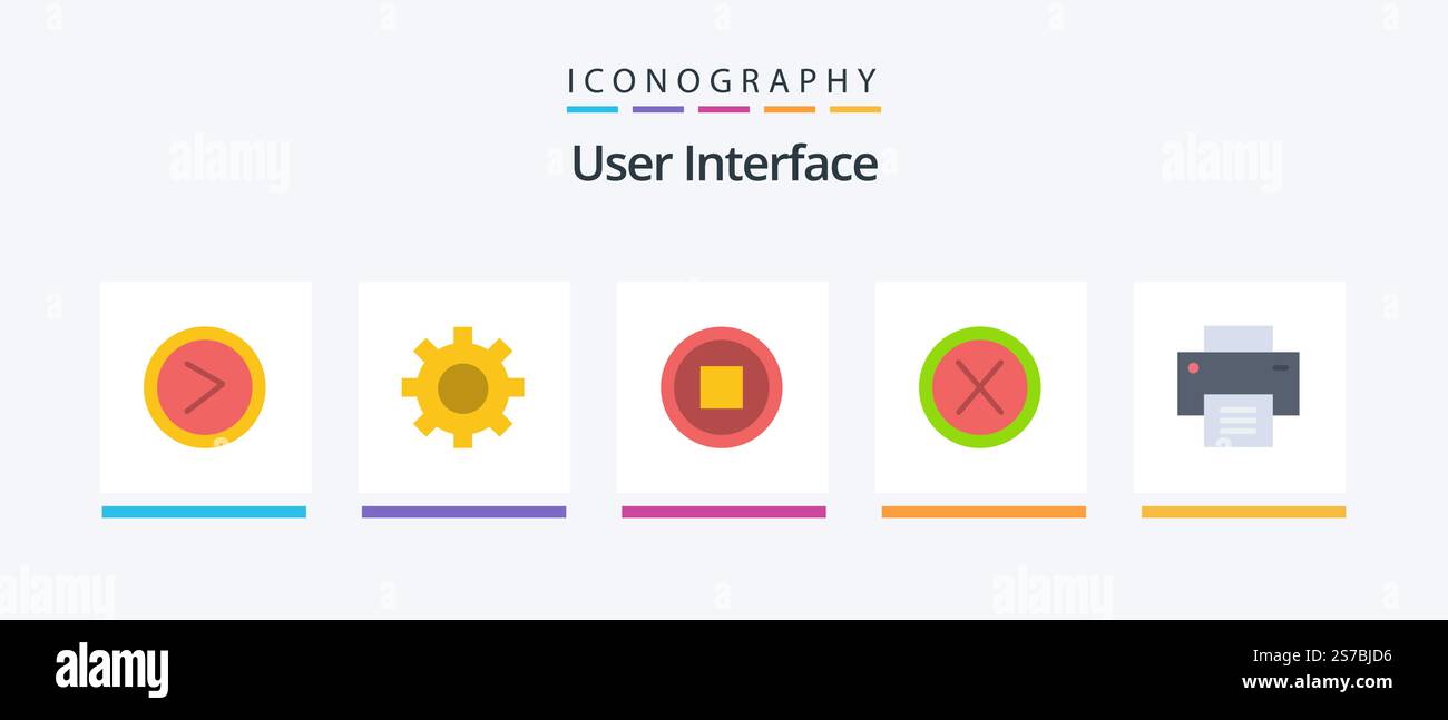 User Interface Flat 5 Icon Pack Including interface. user. basic. no. cross. Creative Icons Design Stock Vector
