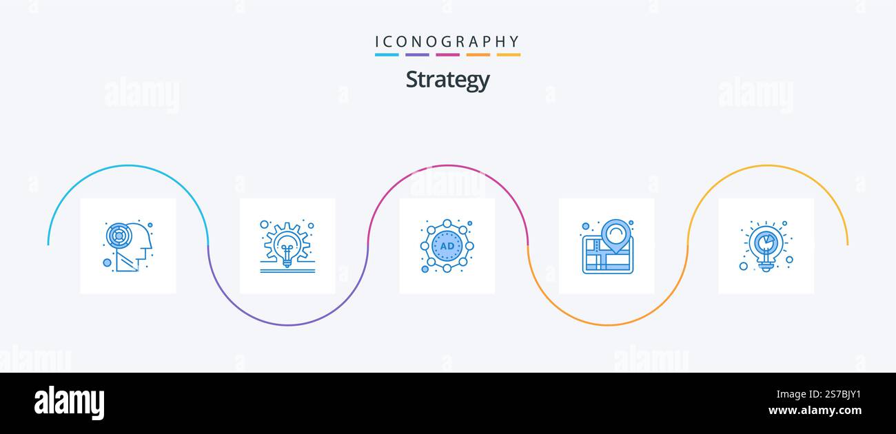 Strategy Blue 5 Icon Pack Including analysis. solution. marketing ...