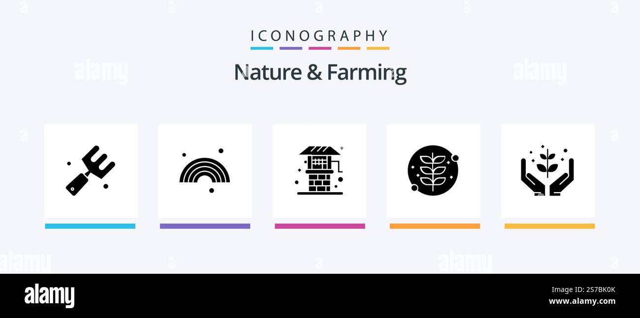 Nature And Farming Glyph 5 Icon Pack Including farming. plant ...