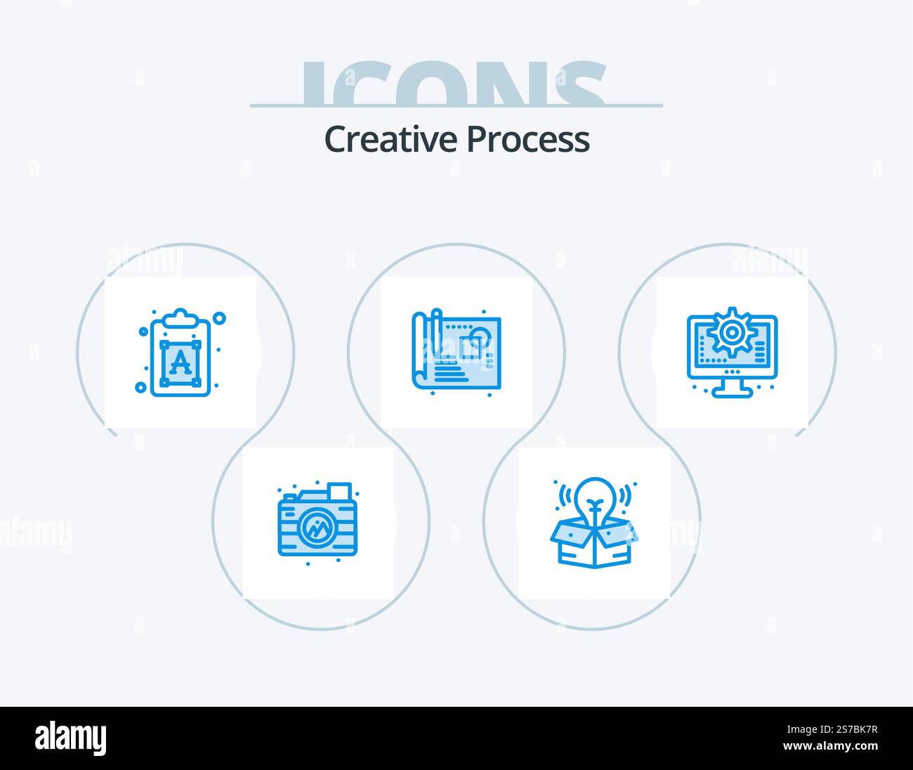 Creative Process Blue Icon Pack 5 Icon Design. setting. interface ...