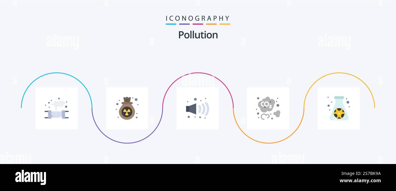 Pollution Flat 5 Icon Pack Including waste. hazard. gas. flask. carbon ...