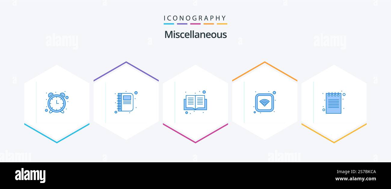 Miscellaneous 25 Blue icon pack including diary. book. wifi. connection Stock Vector