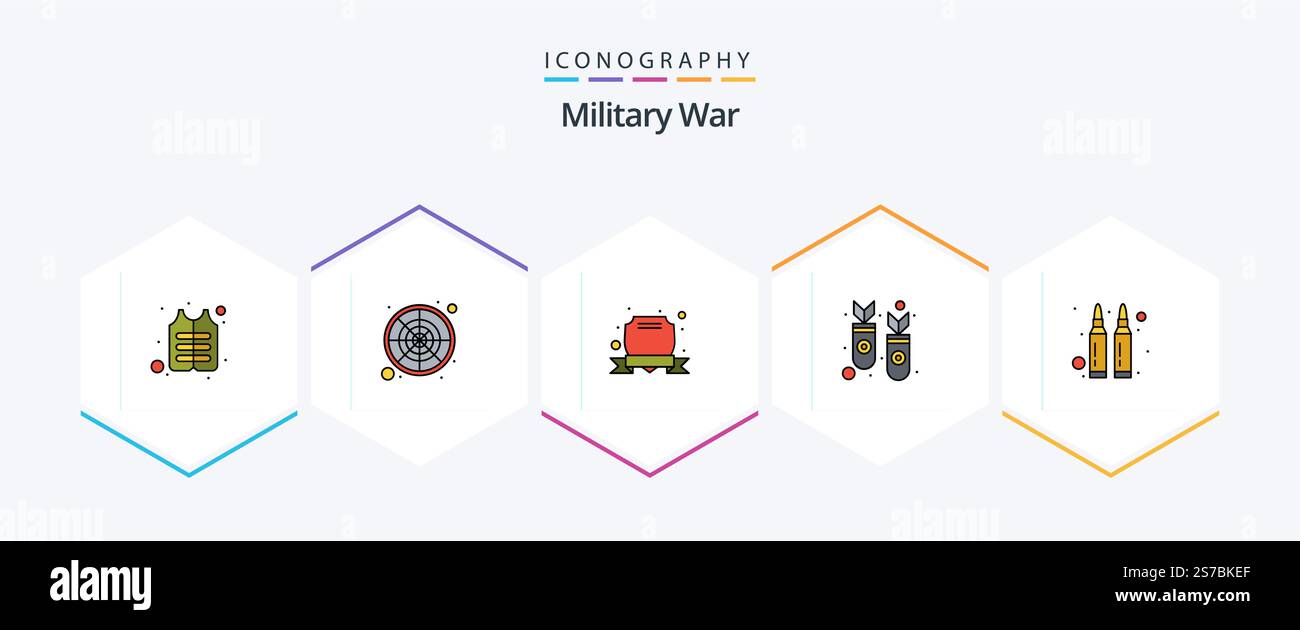 Military War 25 FilledLine icon pack including gun. war. army. rocket ...