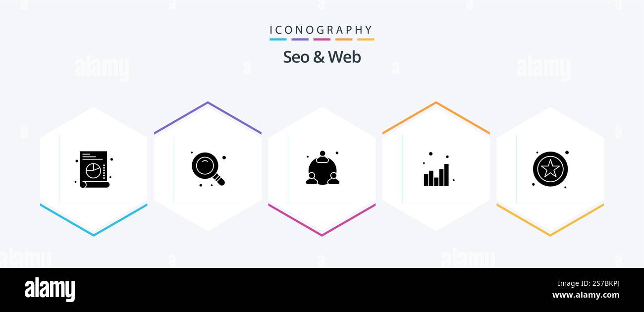 Seo and Web 25 Glyph icon pack including . web. network. star. web Stock Vector